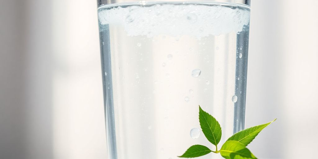 Person drinking water from a glass.