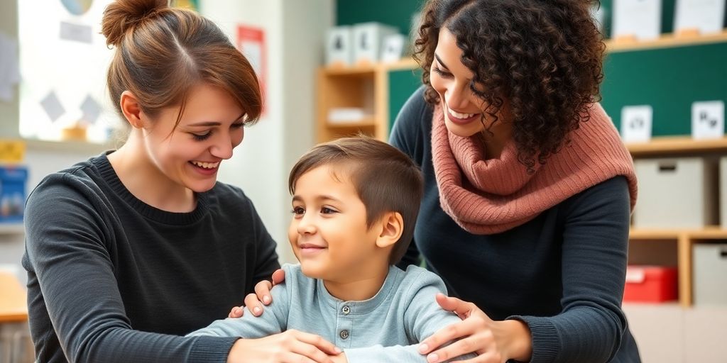 Schulbegleiter hilft Schüler mit emotionalen Herausforderungen.