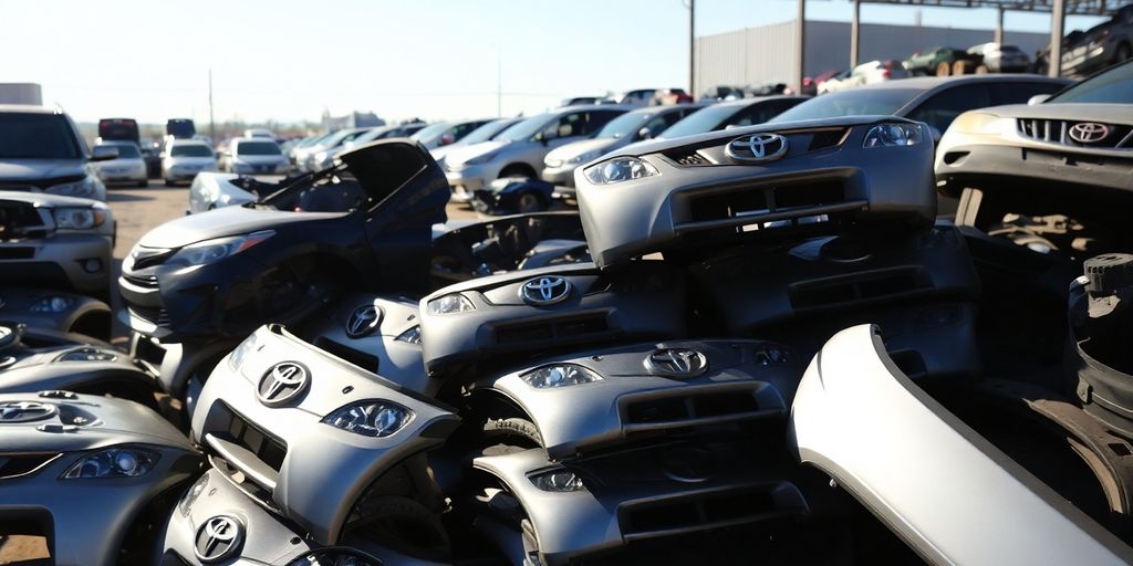 Toyota parts in a Canberra wrecking yard.