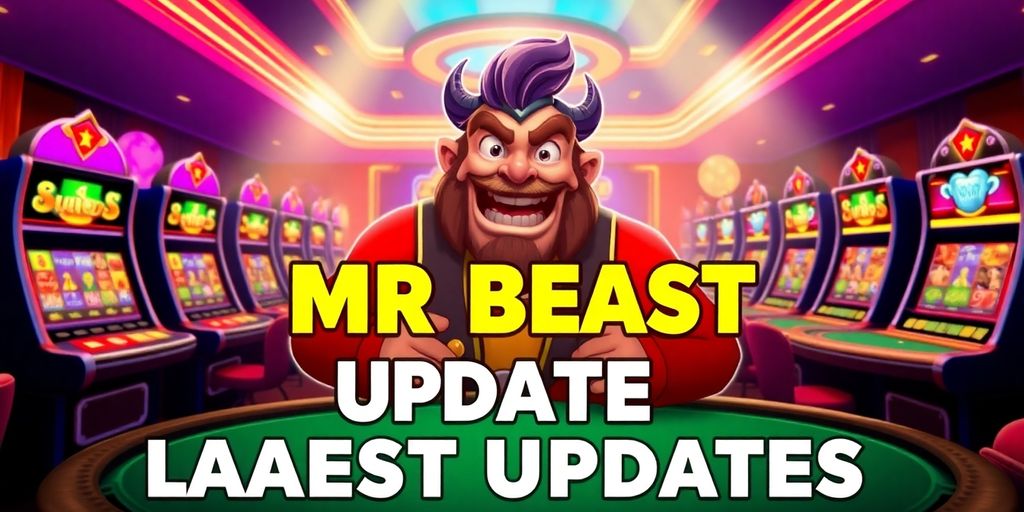 Mr Beast in a lively casino environment with slot machines.