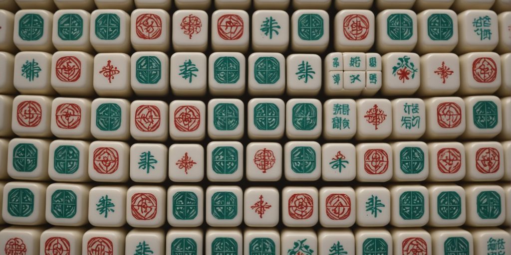 Different sized mahjong tiles displayed in a grid pattern.