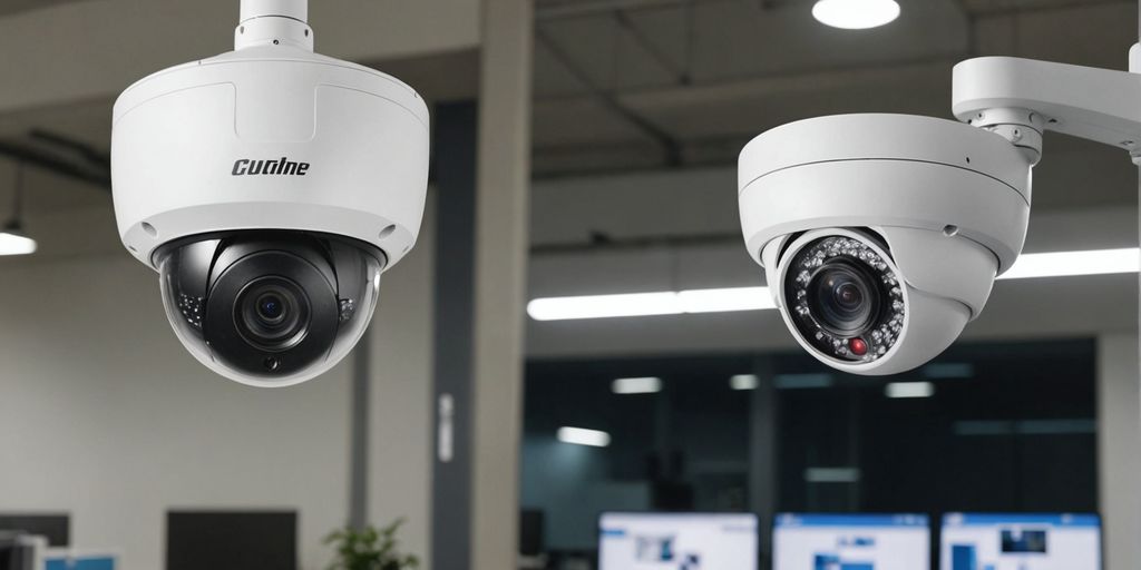 Analogue and IP CCTV cameras side by side.