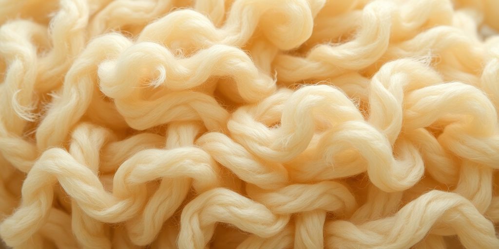 Close-up wool fibers under microscope