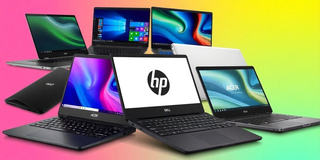 مجموعة من أجهزة الكمبيوتر المحمولة الحديثة