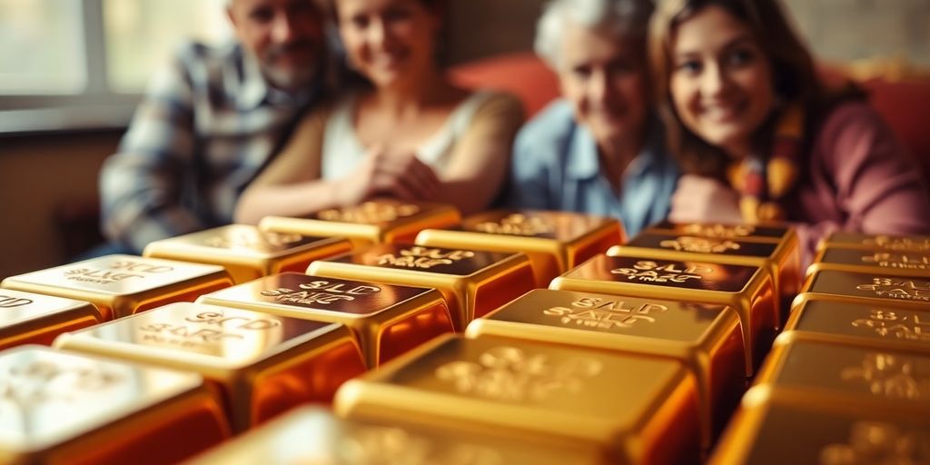 Des barres d'or brillantes sur un fond flou.