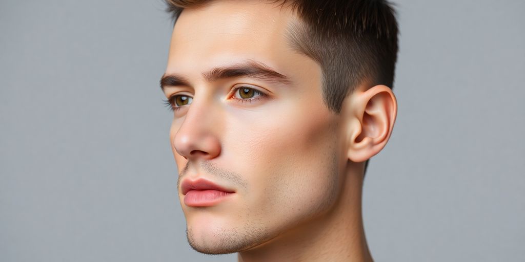 Man with minimalist, clean, sophisticated hairstyle.