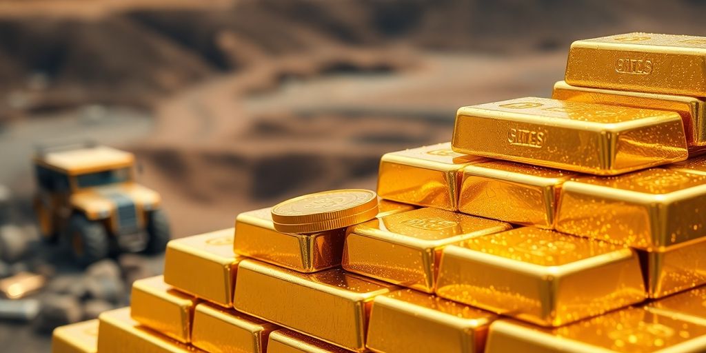 Lingots d'or, pièces et actions minières