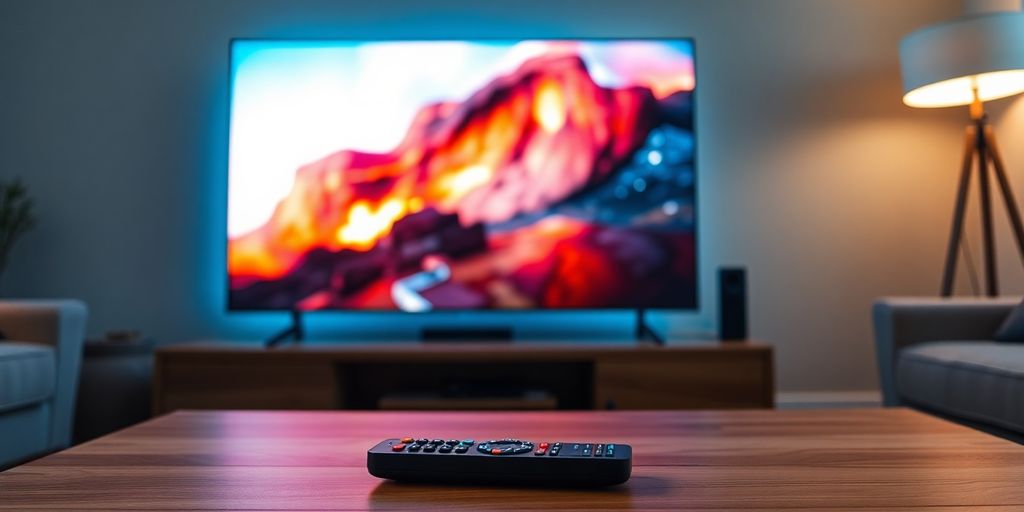 premium IPTV package on living room TV