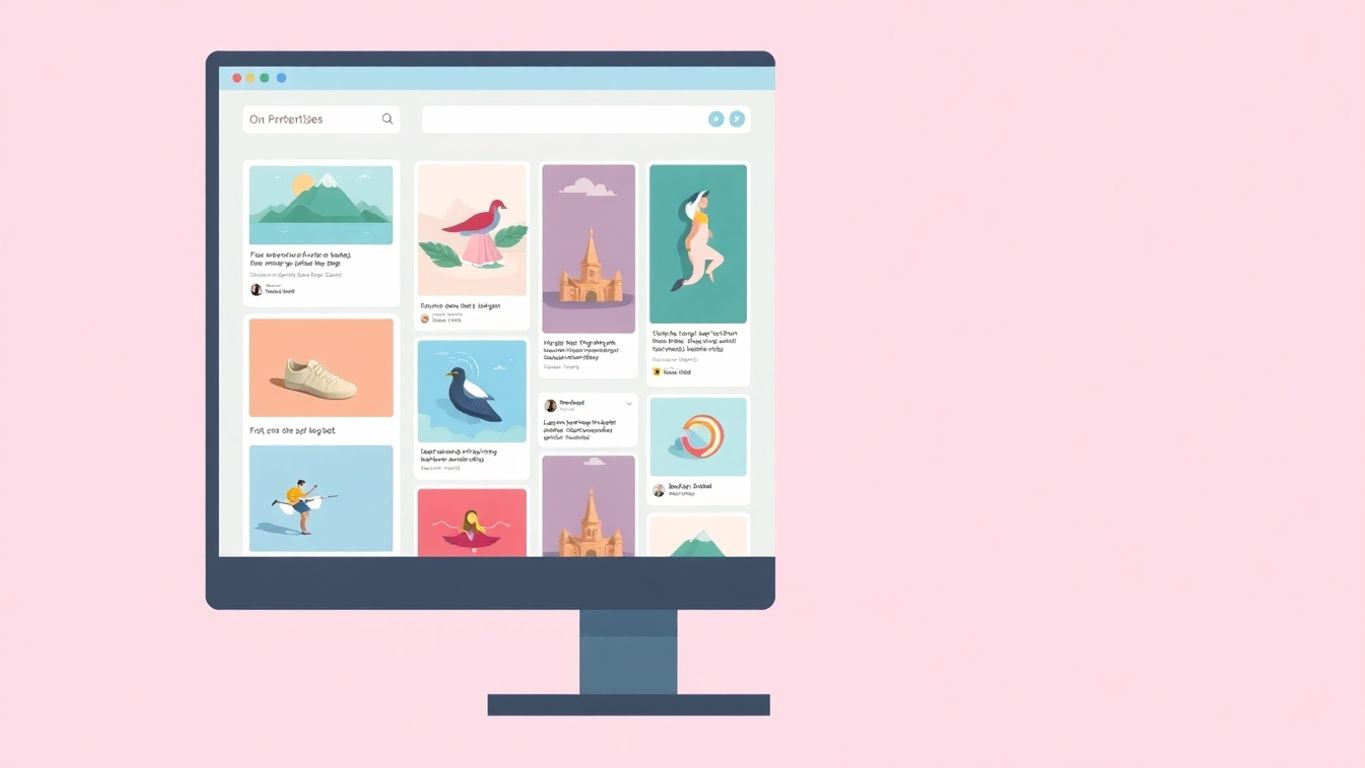 Illustrasjon av Pinterest med fargerike pins.