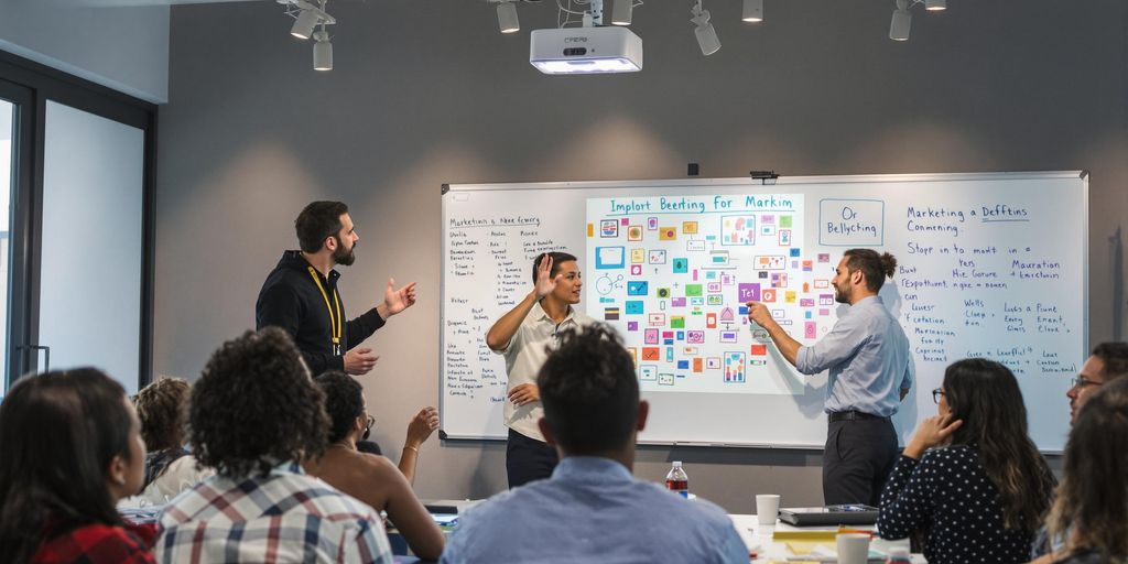 Diverse fagfolk samarbeider i et kreativt møte.