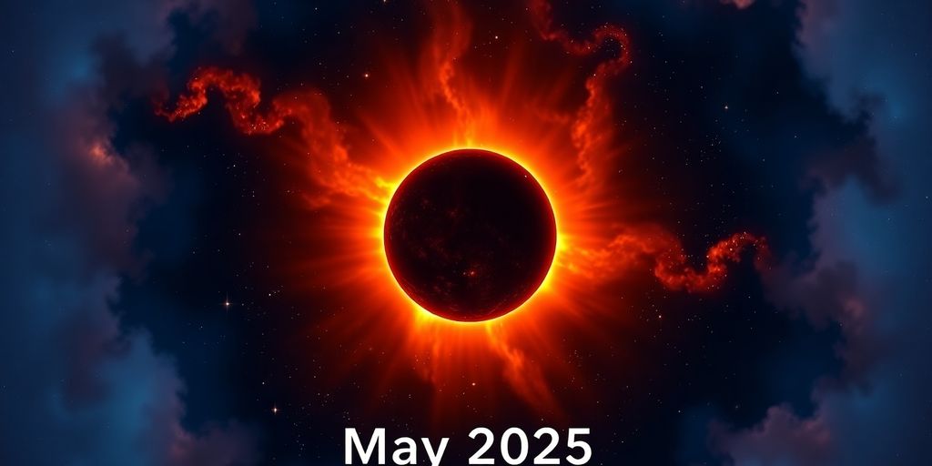 Eclipse in a cosmic landscape with vibrant colours.