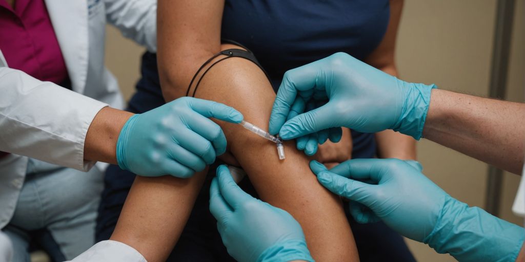 Pregnant woman getting hepatitis vaccine injection