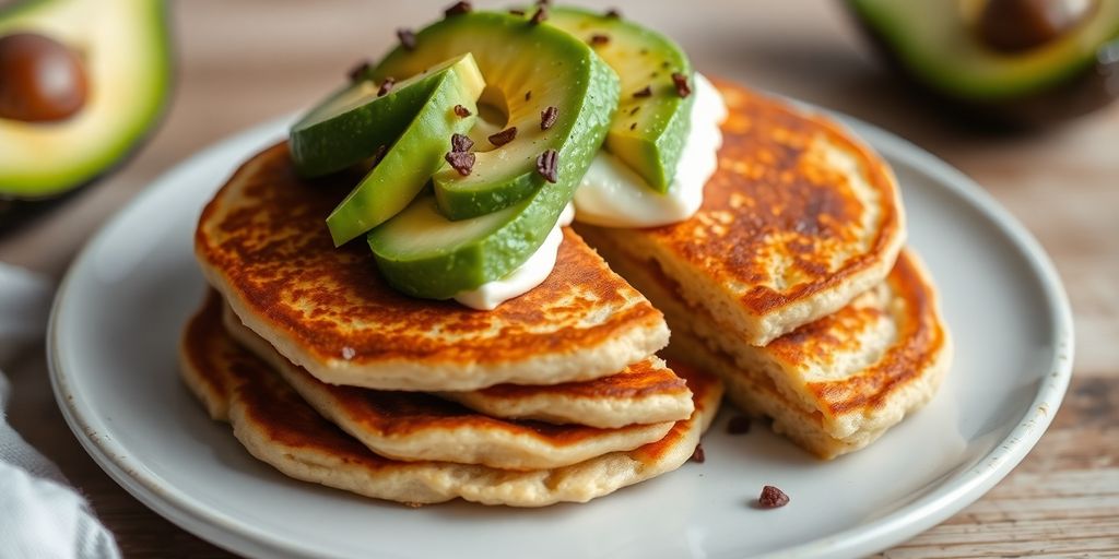 Panqueca de farinha de amêndoa com creme de abacate.