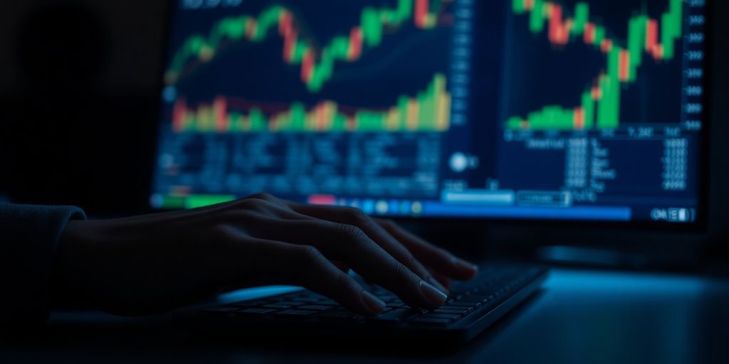 A person looking at financial charts.