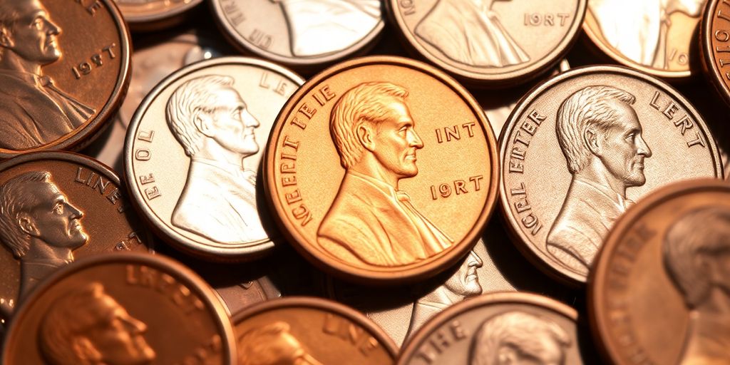 Close-up of a valuable wheat penny.