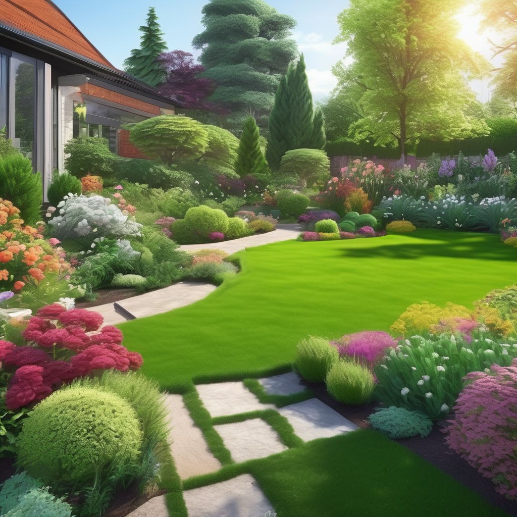 beautiful thriving garden and well-maintained lawn across seasons