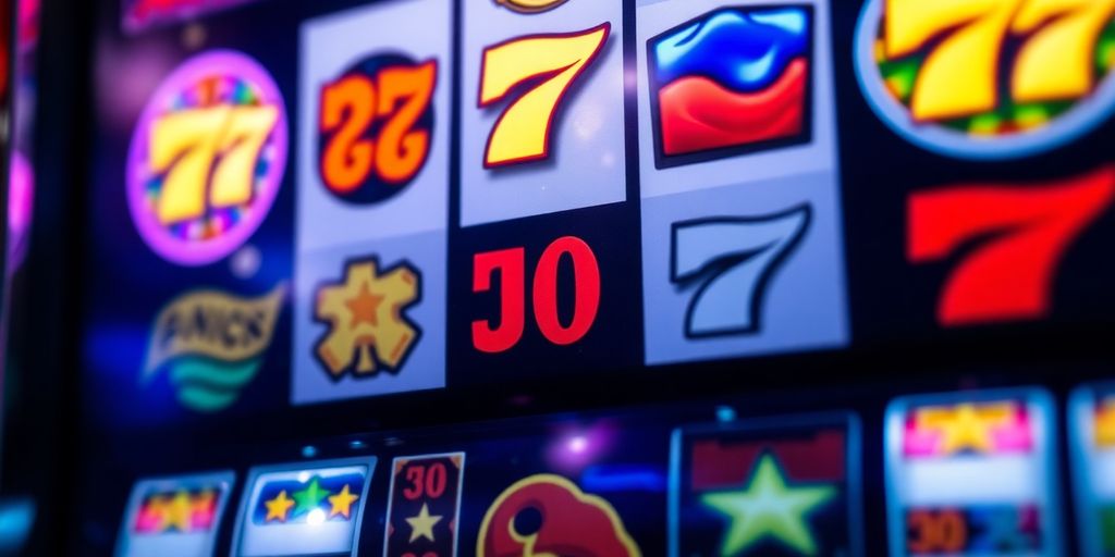 Slot machine glowing with vibrant bonus symbols.