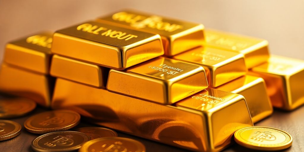 Lingots d'or et pièces de monnaie