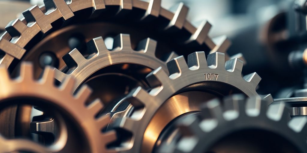 Abstract gears turning, illuminated, suggesting future planning.