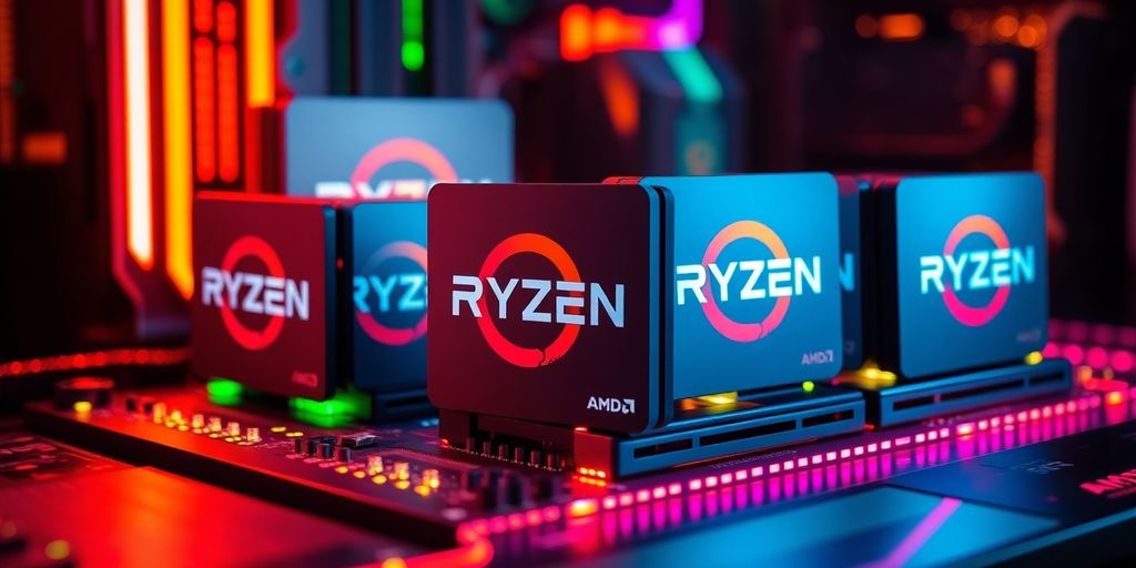 Various AMD Ryzen 5 processors on a motherboard.