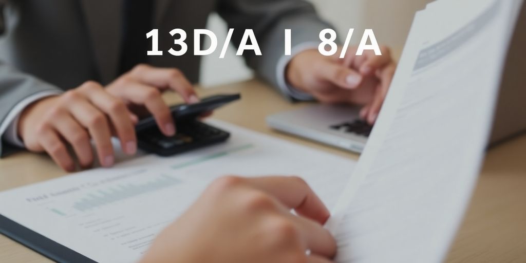 Person reviewing financial documents for filing requirements.