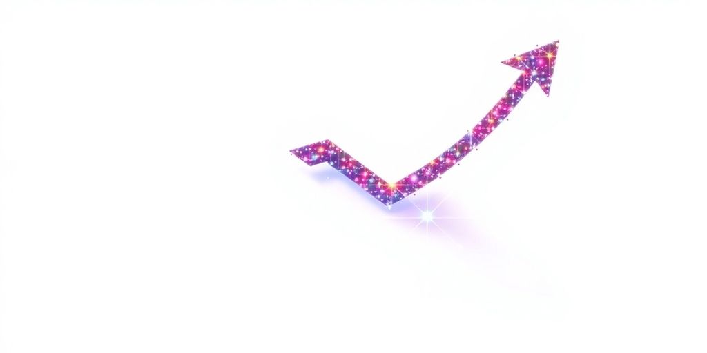 Upward arrow made of digital nodes
