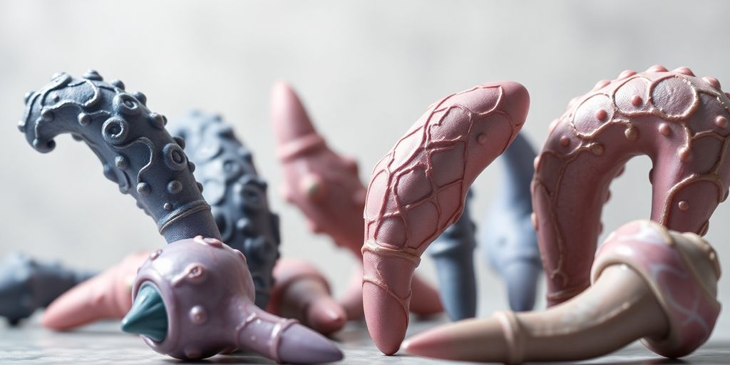 Fantasy dildos: unique textures, vibrant colors, ergonomic shapes.