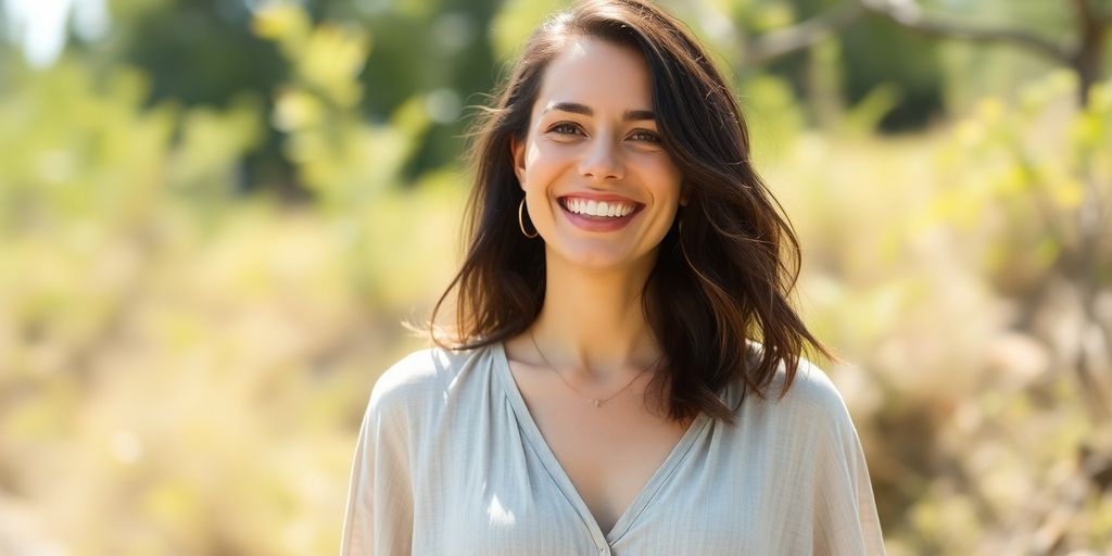 Woman in a stylish casual dress.