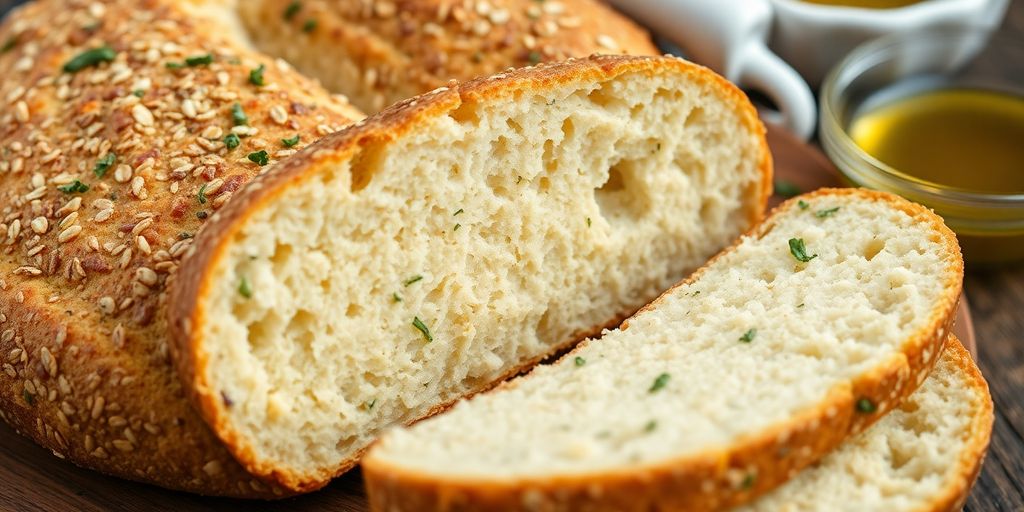 Substituir o pão no café da manhã - Descubra 8 alternativas criativas 2 Pão de aveia de frigideira servido com azeite.