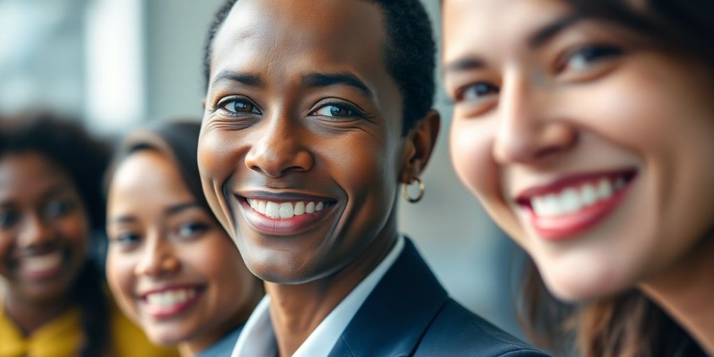 Smiling professional poses for a personalized headshot.
