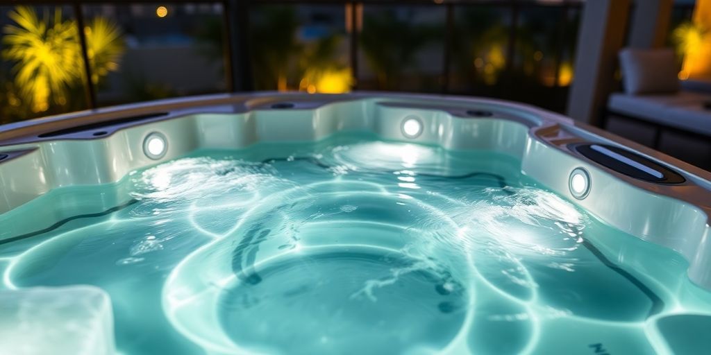 Marquis hot tub with bubbling water.