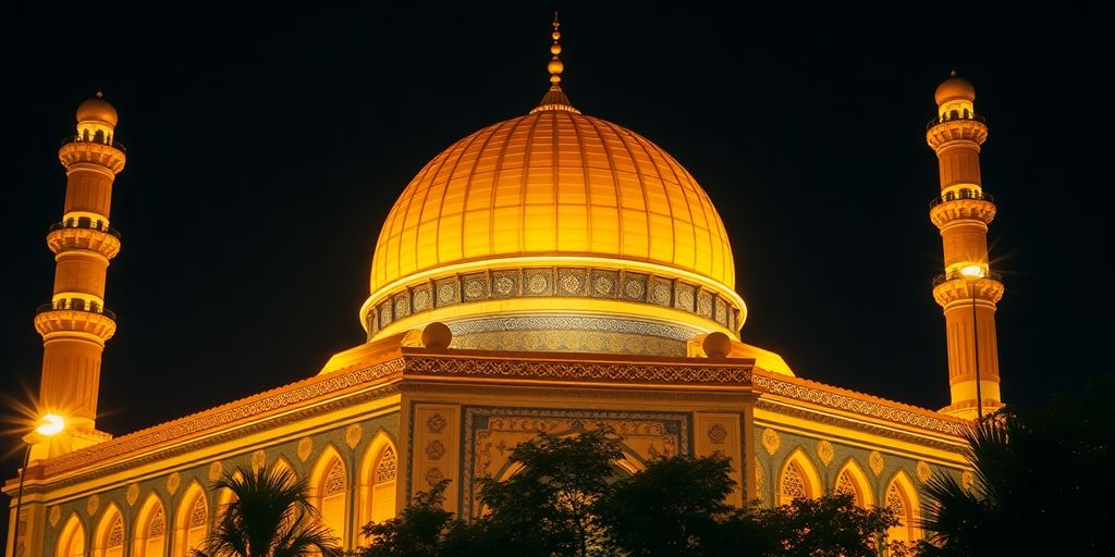 تصویر المان نوری یا حسین با گنبد طلایی