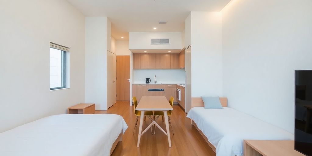 Modern Japanese 2LDK interior with two bedrooms and stylish decor.