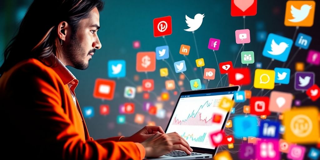 Stručnjak za digitalni marketing s podacima na laptopu.