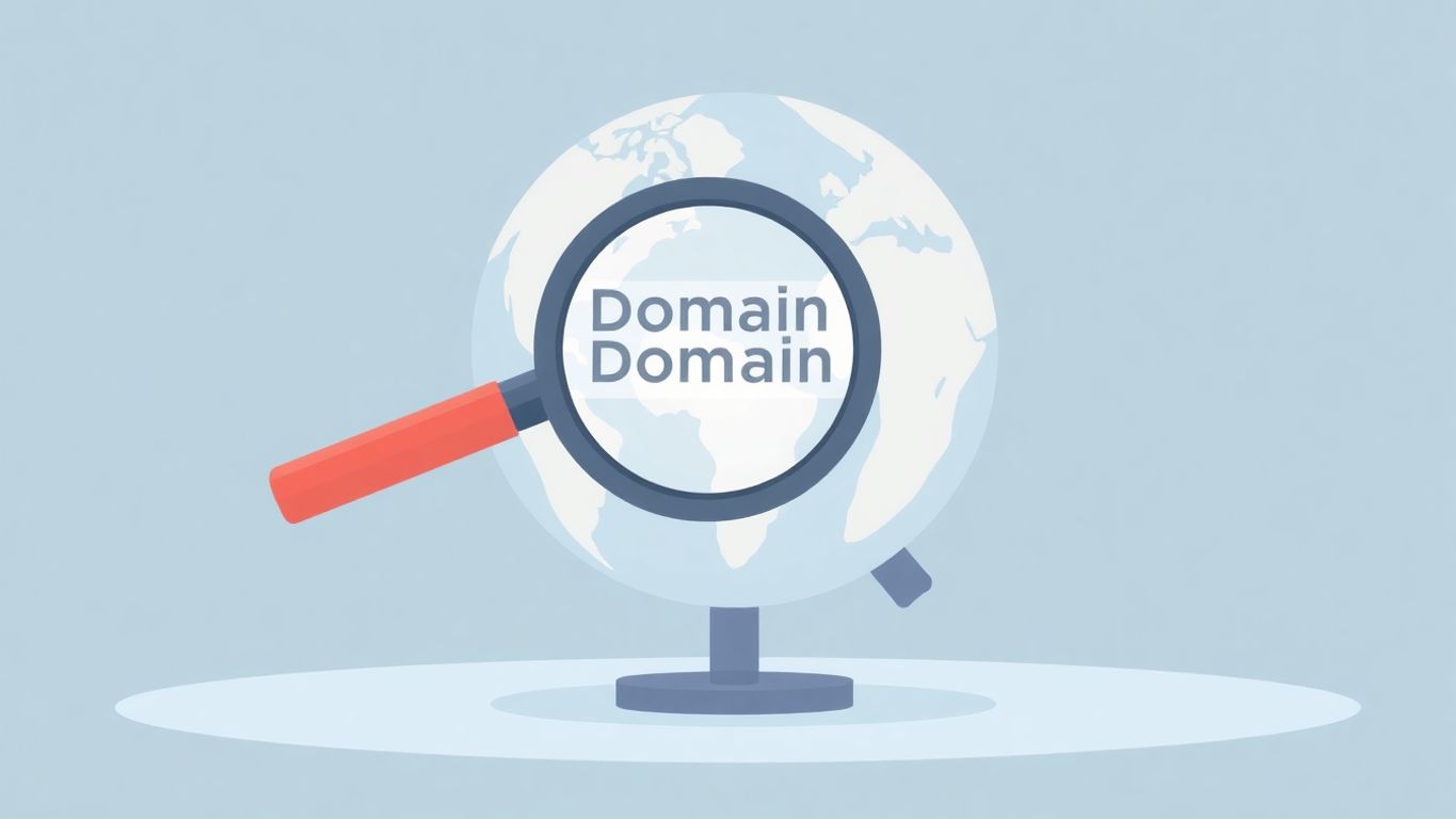 Forstørrelsesglass over jordkloden, finner domenet.