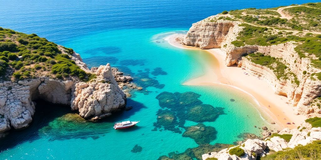 Wunderschöne Küstenlinie Sardiniens mit klarem Wasser.