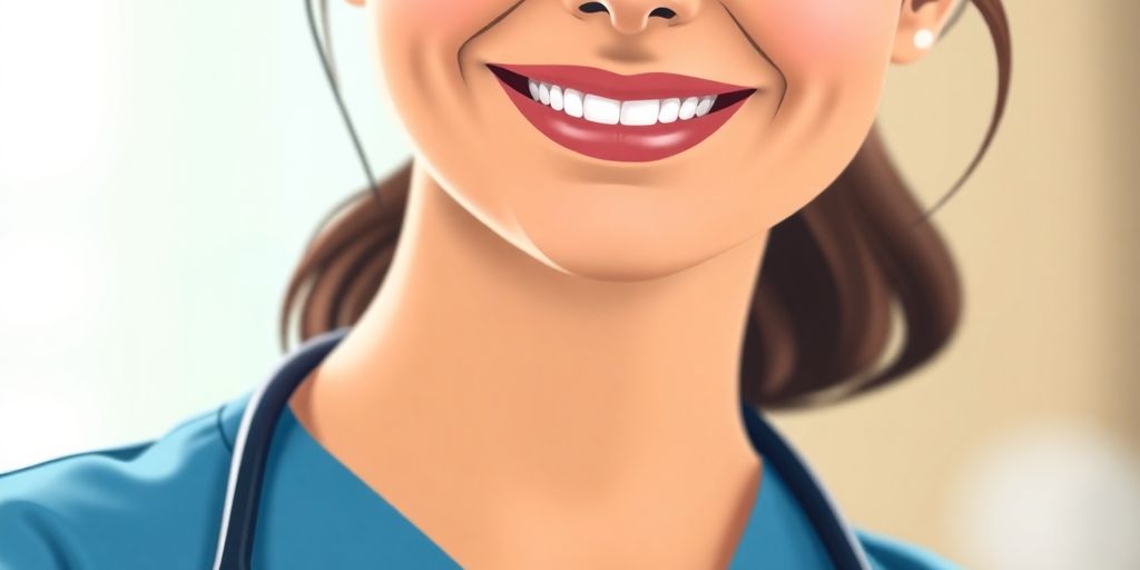 Nurse in uniform with stethoscope smiling