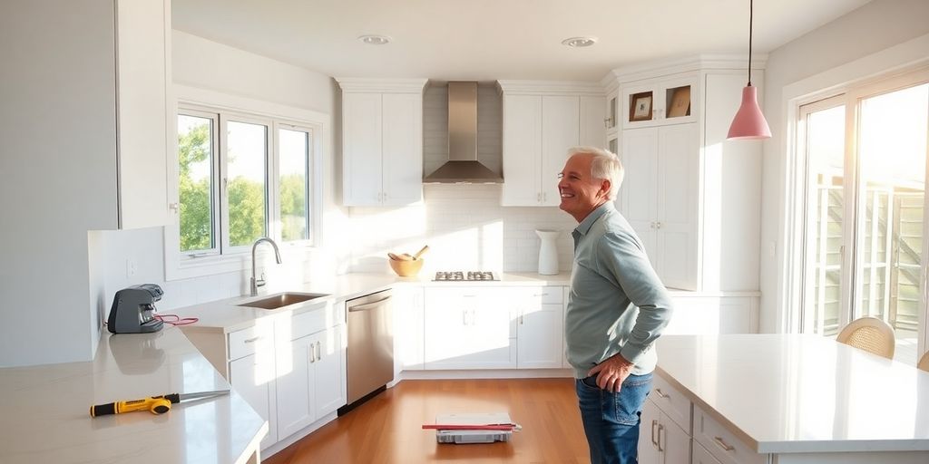 Renovated kitchen, bright, modern, and spacious.