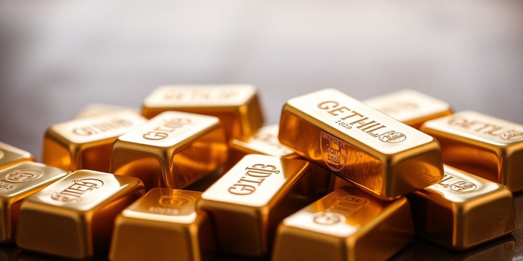 Lingots d'or dorés sur une surface élégante.