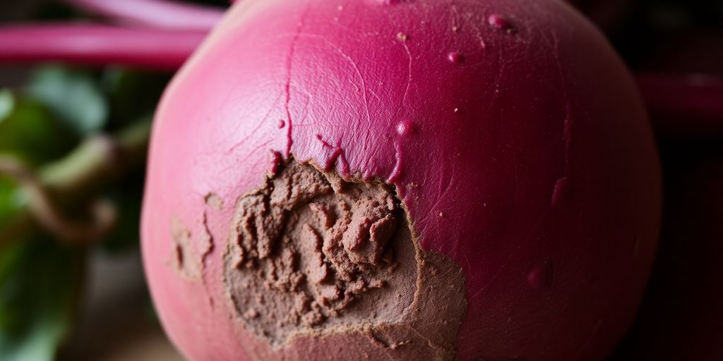 Vibrant red beetroot with visible earthy texture.