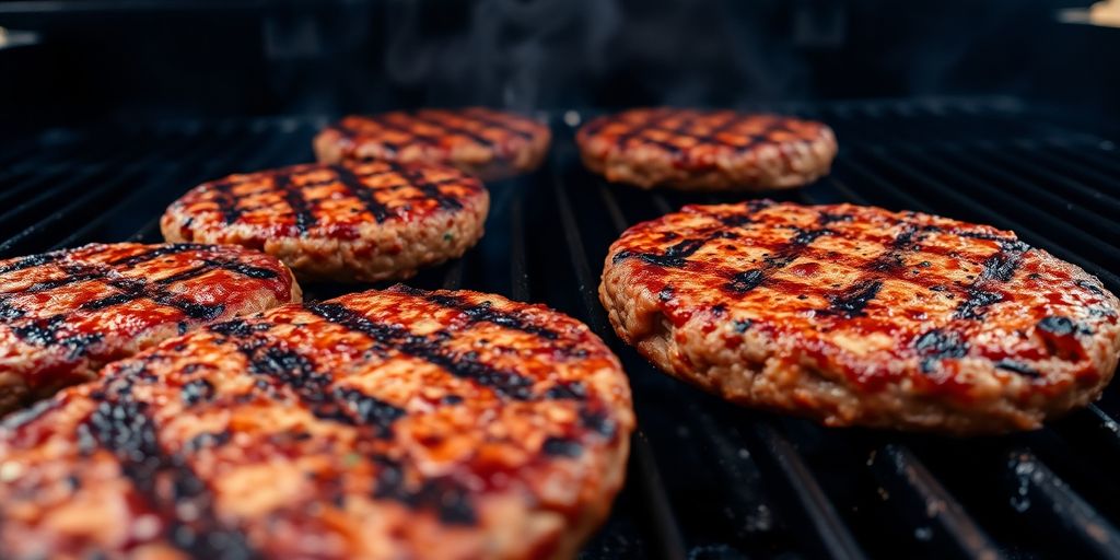 Vegane Burger Patties auf Grill