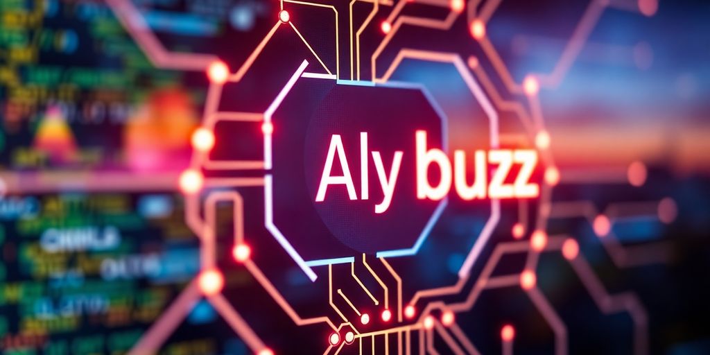 Futuristic AI interface with glowing circuits and digital imagery.