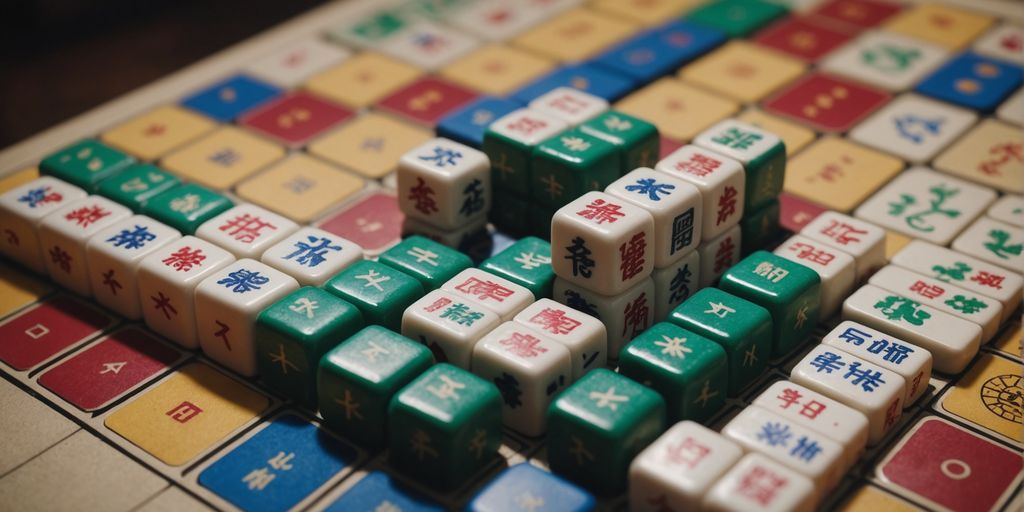 Mahjong tiles with Die Rise map in the background