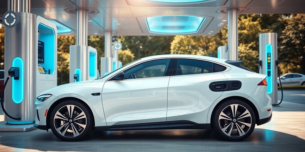 Voiture hydrogène ravitaillement station