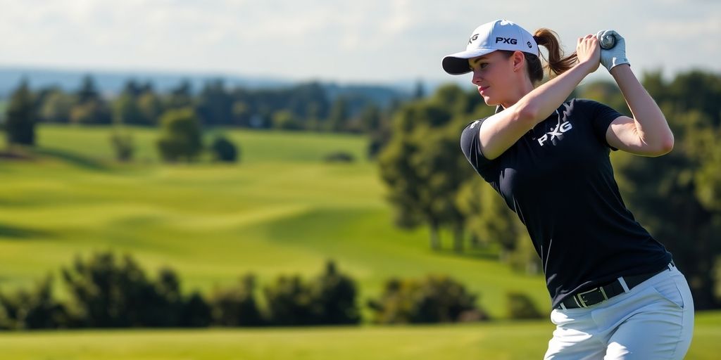 Gerina Pillar in PXG golf attire on a course.