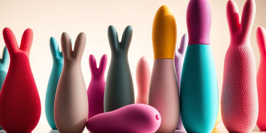Assorted rabbit vibrators, various sizes and colors.
