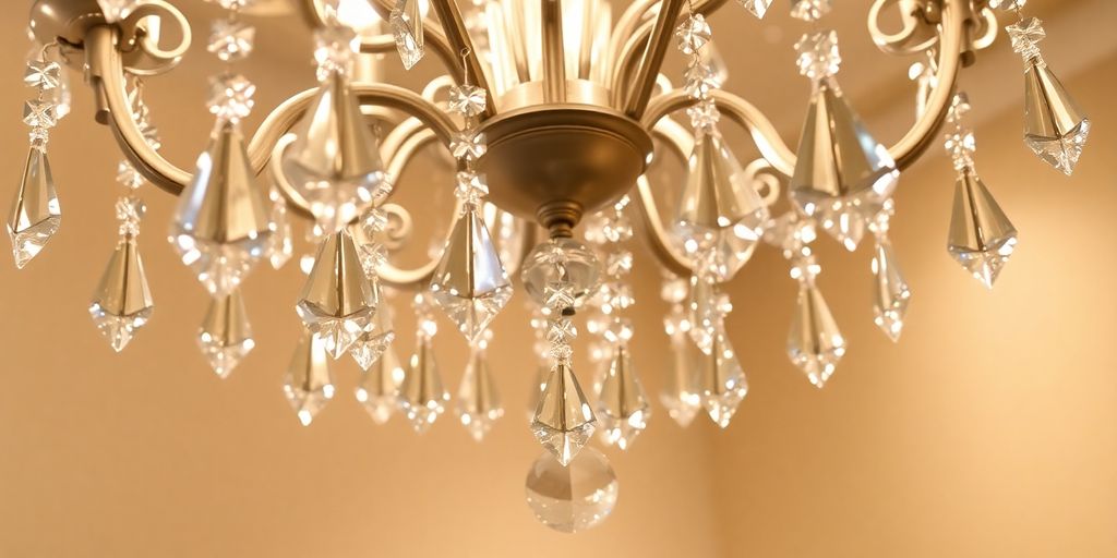 Elegant crystal chandelier, affordable price tag.