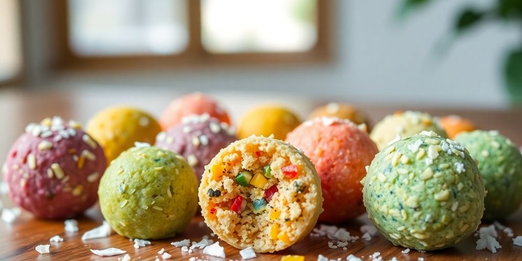 9 Receitas nutritivas para crianças 3 Bolinho de beijinho fit em um fundo claro.