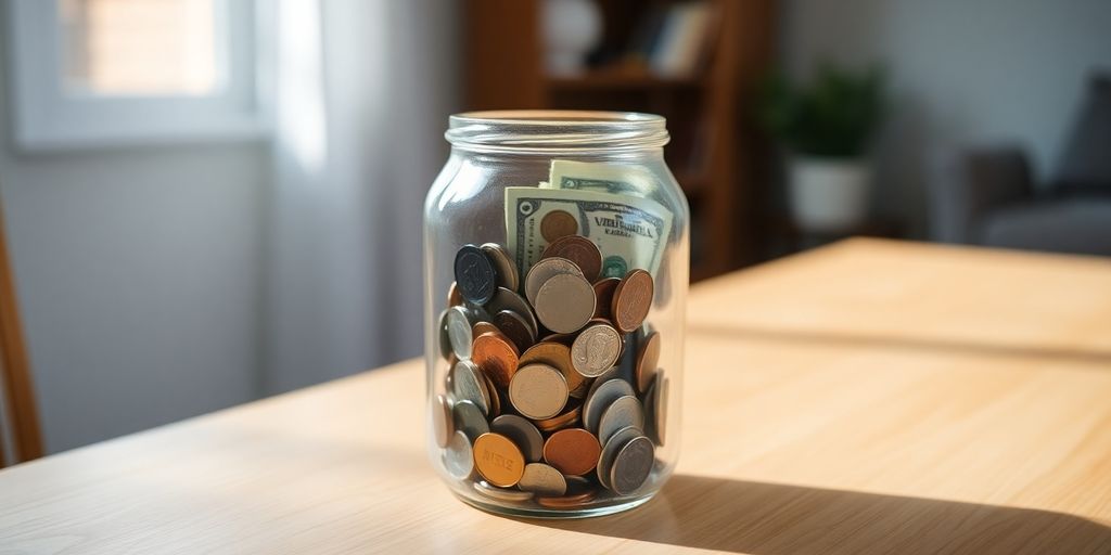 Jar with coins, money