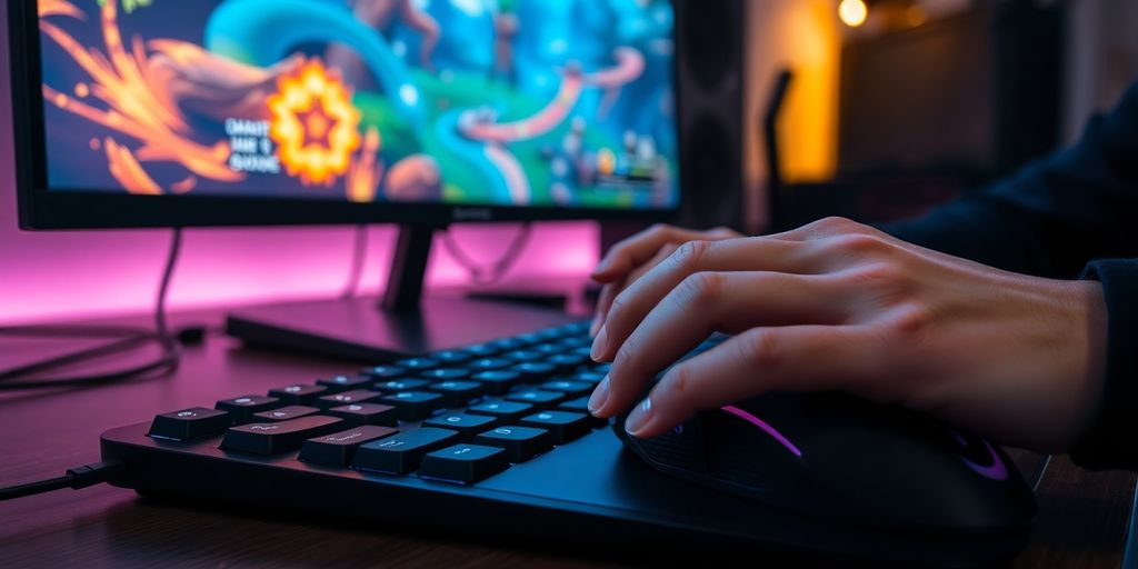 Gaming-PC mit leuchtendem Bildschirm